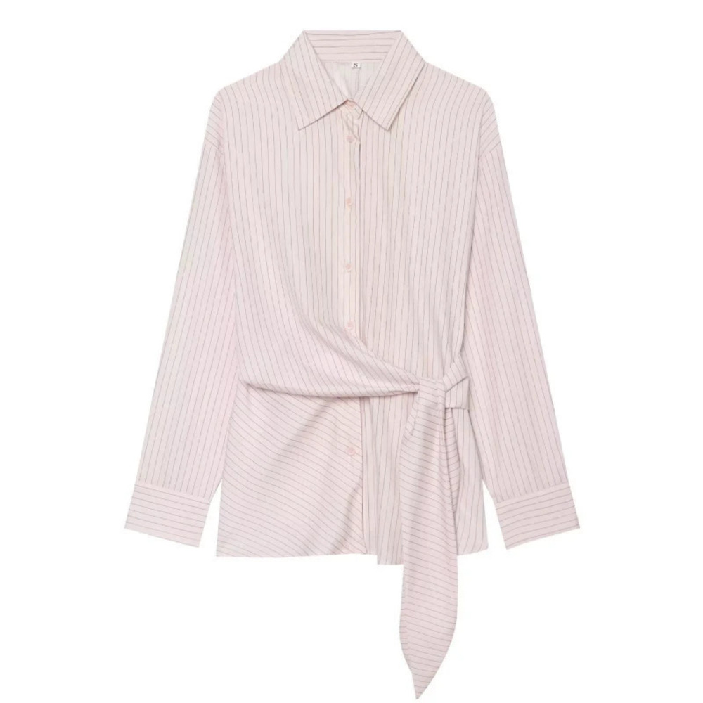 ZARA Chic Side Tie Pin Striped Blouse